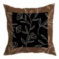 Retro botanische print vierkante kussenhoes, bruin en zwart vintage sierkussenhoes. - 45x45cm / Enkelzijdig