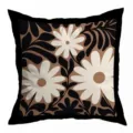Retro bloemen kussenhoes, zwart wit en bruin botanisch patroon kussensloop voor woninginrichting. - 45x45cm / Enkelzijdig