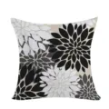 Modern black and white dahlia pattern cushion cover for bohemian sofa and home decoration. - Double-Sided Pillow Cover (Without Core) / 45x45cm / Black-White-Gray (No.12)