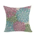 Bohemian floral dahlia throw pillow cover, stylish cushion case for sofa bed home decor. - Double-Sided Pillow Cover (Without Core) / 45x45cm / Pink-Blue-Green (No.13)