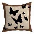Retro vlinder kussenhoes mid-century stijl bruin beige decoratieve kussensloop - 45x45cm / Enkelzijdig