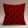 Housse de coussin carrée rouge avec motif d'arbre de pin minimaliste noir pour canapé. - ZB202501024-5