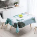 Mantel de poliéster impermeable con diseño de paisaje tradicional para comedor moderno. - HB202504019-19 / 100x160 cm (Tela base de 90g)