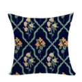 Funda de cojín decorativa con patrón floral y enrejado verde con flores amarillas para sofá. - Estilo Floral 12