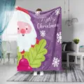 Christmas flannel blanket purple throw soft Santa Claus print cozy warm home travel bed - Purple / 80x120cm (260g/m²)