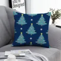 Christmas throw pillow cover blue festive tree pattern soft cushion case for sofa couch decor. - Style 5