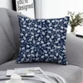 Blue white floral throw pillow cover decorative pillowcase for sofa living room bed 45x45 cm - ZB20250724-4