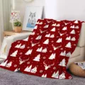 Christmas flannel blanket soft cozy red throw blanket for sofa bed holiday home decor - ZM20250827-1 / 70x100 Single-Sided Print (230g/㎡ Flannel)