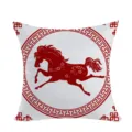 Chinese style running horse throw pillow cover, red and white cushion case for home sofa decor. - Running Horse Style 1 / 45x45cm Peach Skin Without Insert
