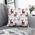 Christmas throw pillow for sofa and couch, festive reindeer and snowflake pattern cushion cover. - Style 3 / Peach Skin Pillow Cover 45x45cm