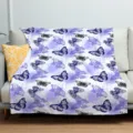 Purple butterfly flannel blanket for couch sofa bed, soft cozy fleece throw blanket for all seasons. - ZM20250728-2