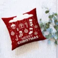 Christmas decorative throw pillowcase square cushion with white festive print design. - ZB20250730-8 / Single-Sided Peach Skin Pillowcase; No Insert; 45*45cm