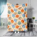 Cozy Halloween pumpkin flannel blanket, soft autumn watercolor throw for bed, office or car use. - 100x150 (230g/m² Flannel) / Halloween Pumpkin Style 3