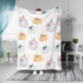 Halloween watercolor pumpkin fleece blanket soft warm throw blanket for bed couch home decor - 100x150 (230g/m² Flannel) / Halloween Pumpkin Style 2
