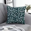 Close-up of dark green floral throw pillow cover on grey sofa, aesthetic room decor detail. - 45*45cm (Peach Skin Velvet) / ZB20250724-3