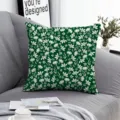 Green floral throw pillow cover, elegant botanical cushion case for sofa, couch and bed decor. - 45*45cm (Peach Skin Velvet) / ZB20250724-1