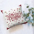 Christmas throw pillow cover detail showing festive typography print and holiday pine cone patterns. - ZB20250730-11 / Single-Sided Peach Skin Pillowcase; No Insert; 45*45cm