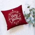 Christmas pillowcase detail view, red festive cushion cover with white holiday typography. - ZB20250730-7 / Single-Sided Peach Skin Pillowcase; No Insert; 45*45cm