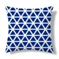 Détail de housse de coussin géométrique à triangles bleus et blancs, coussin de canapé. - 45x45cm / Housse de Coussin Peau de Pêche