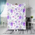 Lila Aquarell Blumen Flanell Decke, weiche Kuscheldecke für Sofa, Bett und Reise. - Lila Aquarellblumen / 80x120 Einseitiger Druck (230g/㎡ Flanell)