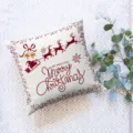 Christmas throw pillow cover detail view featuring red reindeer and Santa Claus print design. - ZB20250730-9 / Single-Sided Peach Skin Pillowcase; No Insert; 45*45cm