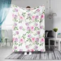 Rosa Blumen Flanell Decke Detailansicht, weiche Kuscheldecke fur Schlafzimmer und Wohnzimmer. - Rosa & Lila Rose / 80x120 Einseitiger Druck (230g/㎡ Flanell)