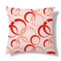 Moderne geometrische kussenhoes met rood en roze cirkels patroon, zachte stoffen bankkussen. - ZB20250617A-16 / Enkelzijdige kussensloop van perzikhuid; zonder vulling; 45*45cm