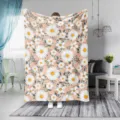 Flauschige Flanell Decke mit Gänseblümchen Blumenmuster, kuschelige Wohndecke für Bett, Sofa. - Rosa Gänseblümchen / 80x120 Einseitiger Druck (230g/㎡ Flanell)