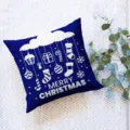 Blue Christmas pillow cover square throw pillow case holiday home decor soft fabric - Single-Sided Peach Skin Fabric Pillowcase (Without Core) / 45x45cm / ZB20250730-3