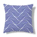 Housse de coussin géométrique vagues bleu et blanc, taie de coussin moderne pour canapé. - 45x45cm / Housse de Coussin Peau de Pêche