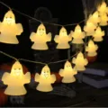 Halloween LED ghost string lights festive party decorative ambient night lighting for indoor decor - 1.5m 10LED Battery / Warm White