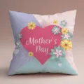 Vista detallada de una funda de cojín festiva con estampado floral y del día de la madre. - Funda de Almohada de Piel de Melocotón de Lado Único / 45x45cm