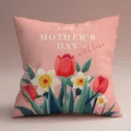 Funda de cojín cuadrada Día de la Madre funda de almohada floral para sofá oficina hogar - Funda de Almohada de Piel de Melocotón de Lado Único / 45x45cm