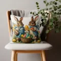 Funda de cojín de conejo de pascua, lindo diseño floral vintage para sofá cama y coche - Conejo de Pascua 06
