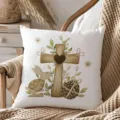 Easter bunny decorative pillow case detail, cozy home sofa cushion cover, spring holiday decor. - Single Sided Peach Skin 45x45cm / ZB202601013-3