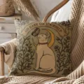 Vintage cat throw pillow detail, decorative cushion for sofa, bed, office, or car use. - Peach Skin 45x45cm / Style 2
