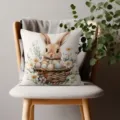 Funda de Cojín Conejito de Pascua Flores Acuarela Lindo Sofá Almohada Decoración - Conejo de Pascua 04