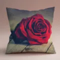Funda de cojín cuadrada decorativa con estampado de rosa roja para sofá de salón. - Estilo Rosa Roja 11