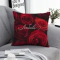 Federa per cuscino rose San Valentino dettaglio, decoro floreale rosso romantico per divano e letto. - Rosa Rossa 11