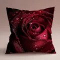 Funda de cojin con estampado de rosa roja y gotas de agua, decoracion de sofa para hogar. - Estilo Rosa Roja 5