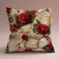 Funda de cojin vintage con rosa roja y letras cursivas para sofa dormitorio decoracion hogar - Estilo Rosa Roja 4
