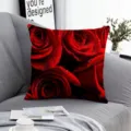 Red rose pattern throw pillow cover for living room sofa bedroom home decoration cozy cushion. - Peach Skin Pillow Cover / 45x45cm / Red Rose 3