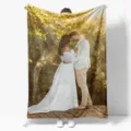 Customized flannel blanket with romantic couple photo print soft warm throw for sofa bed home. - ZM20250203-7 / 130x150 (260g Flannel)