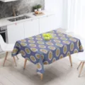 Mantel impermeable de poliéster impreso digital moderno cocina floral cubierta de mesa - 100x160cm / Crisantemo de Olas Azules