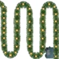 Christmas green tinsel garland string lights with warm LED and battery box decor 2M - 4.5m tinsel 50 LEDs / Warm White
