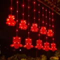 LED lichtgordijn feestelijk rood Chinees nieuwjaar decoratieve lampen voor balkon of deur hangend - 5 Fu Karakters & 5 Chun Karakters