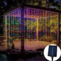 Solar LED curtain string lights 3x3m waterproof waterfall fairy lights for outdoor party decor - RGB / 3x1m 100-LED Solar Model