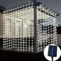 Solar LED string curtain lights 3x3m outdoor waterproof fairy lights for Christmas decor - White / 3x1m 100-LED Solar Model