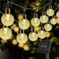 Solar powered crackle glass globe string lights outdoor garden decorative detail - Solar 5m 20 LEDs 1.8cm Bubble Balls / Warm White