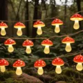 Charming LED mushroom string lights with glowing red caps, perfect for magical forest decor. - 3M 20 LEDs (3-Section Battery Box with Flash)